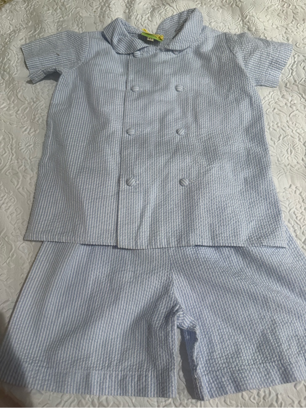 Light Blue Seersucker Two-Piece Set